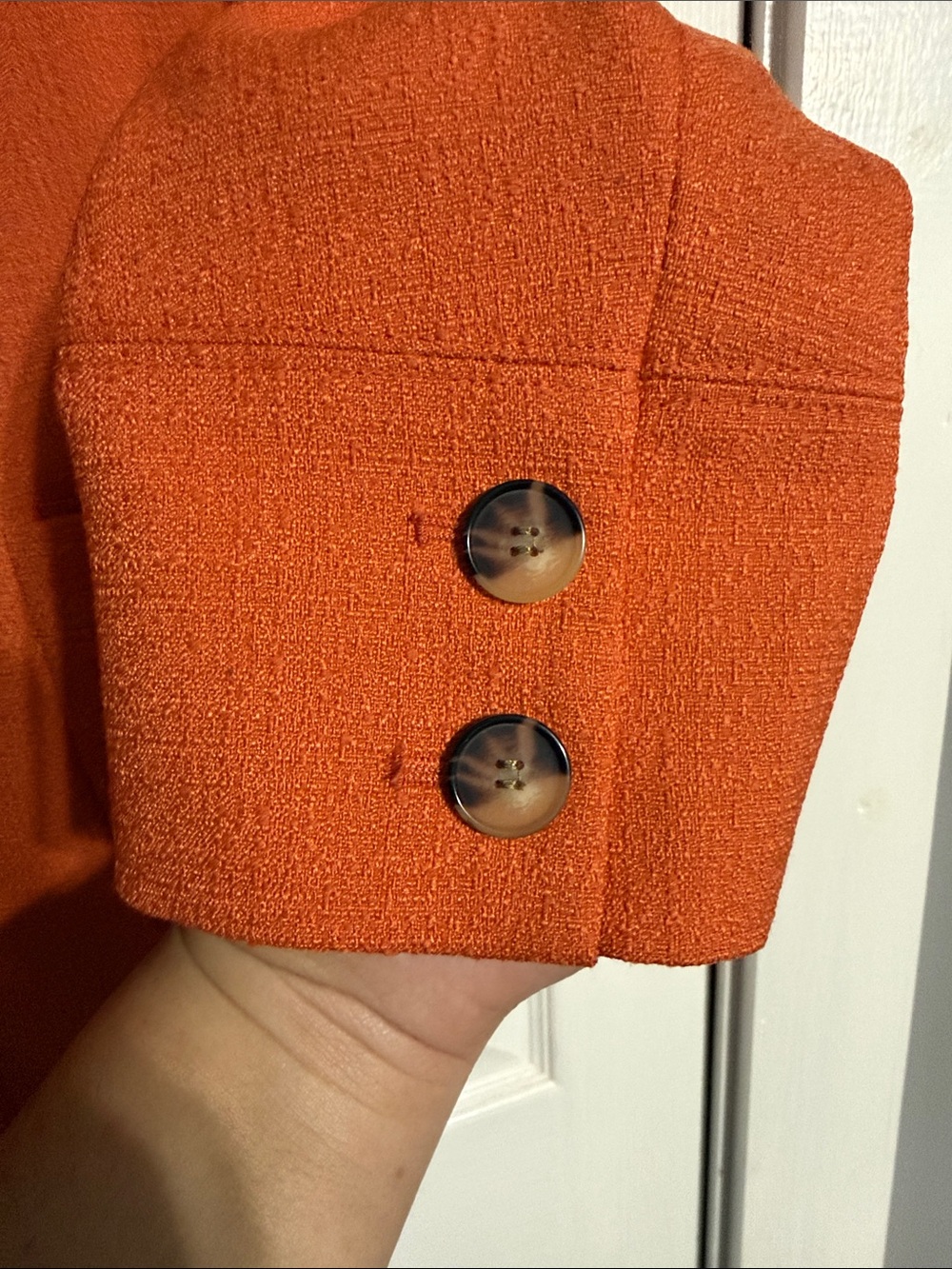 Kasper Orange Open-Front Textured Skirt Suit - Picture 6 of 12